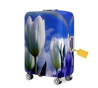 FANSU Travel Luggage Cover Elastic Suitcase Trolley Case Cover for Wheeled Luggage, 3D Tulip Printed Washable Anti-Scratch - Travel Business Suitcase Covers (L(26-28in),Rainbow)