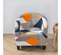 FANSU Tub Chair Cover for Armchairs, Elegant Geometry printing Stretch Slipcover Spandex Dust Proof Sofa Cover Removable Washable Furniture Protector Covers for Club Tub Chairs (Orange plaid)