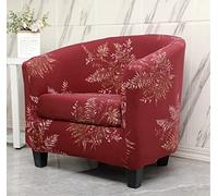 FANSU Tub Chair Cover for Armchairs, Elegant Stretch Slipcover Dust Proof 2-Pieces Sofa Cover Removable Washable Furniture Protector Covers for Club Tub Chairs (ochre red)