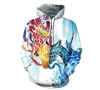 FANSU Unisex 3D Pullover Hoodie for Men Women, Fashion Creative Animals Printed Long Sleeve Hooded Sweatshirts with Pockets for Autumn Winter Tracksuits Tops (L,Intimate giraffe)