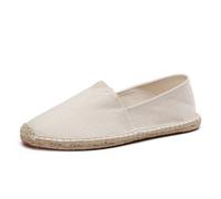 FANSU Unisex Espadrilles, Comfortable and Portable Espadrille Shoes, Slip-on Flat Espadrilles, Ladies Men Canvas Shoes No Laces Beige