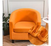 FANSU Velvet Tub Chair Cover for Armchairs, Elegant Solid Color Thicken Stretch Slipcover Dust Proof 2-Pieces Sofa Cover Washable Furniture Protector Covers for Club Tub Chairs (Orange)