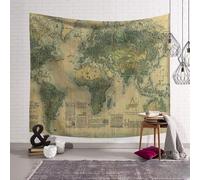 FANSU Wall Decoration World Map Tapestry, Hippie Artistic Color Wall Hanging with Art Nature Home Tapestries for Living Room Bedroom Dorm Decor (S-150 * 130CM,green)