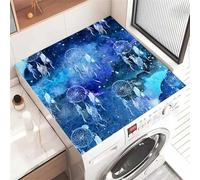 FANSU Washer Dryer Top Protector, 3D Dreamcatcher Pattern Absorbent Anti Slip Washer Dryer Top Cover Quick Dry Washing Machine Cover Mat Washing Machine Protector Mat (Starry Sky,60x60cm)