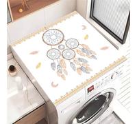 FANSU Washer Dryer Top Protector, 3D Dreamcatcher Pattern Absorbent Anti Slip Washer Dryer Top Cover Quick Dry Washing Machine Cover Mat Washing Machine Protector Mat (Feather,50x60cm)