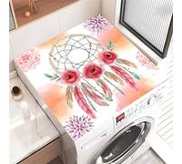 FANSU Washer Dryer Top Protector, 3D Dreamcatcher Pattern Absorbent Anti Slip Washer Dryer Top Cover Quick Dry Washing Machine Cover Mat Washing Machine Protector Mat (Flower,50x60cm)
