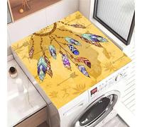 FANSU Washer Dryer Top Protector, 3D Dreamcatcher Pattern Absorbent Anti Slip Washer Dryer Top Cover Quick Dry Washing Machine Cover Mat Washing Machine Protector Mat (Ethnic Style,50x50cm)