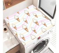 FANSU Washer Dryer Top Protector, 3D Ice Cream Pattern Absorbent Anti Slip Washer Dryer Top Cover Quick Dry Washing Machine Cover Mat Washable Washing Machine Protector Mat (Stripe,40x50cm)