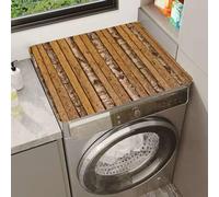 FANSU Washer Dryer Top Protector, 3D Wooden Board Pattern Absorbent Anti Slip Washer Dryer Top Cover Quick Dry Washing Machine Cover Mat Washable for Laundry Room (Stripe,60x60cm)