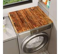 FANSU Washer Dryer Top Protector, 3D Wooden Board Pattern Absorbent Anti Slip Washer Dryer Top Cover Quick Dry Washing Machine Cover Mat Washable for Laundry Room (Brown Wooden Board,30x40cm)