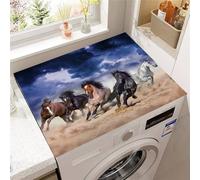 FANSU Washer Dryer Top Protector, Absorbent Anti Slip Washer Dryer Top Cover Quick Dry Washing Machine Cover Mat Washable 3D Horse Print Washing Machine Protector Mat (Dark Cloud,60x60cm)
