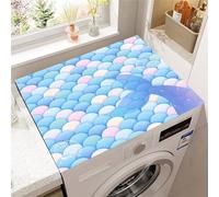 FANSU Washer Dryer Top Protector, Absorbent Anti Slip Washer Dryer Top Cover Quick Dry Washing Machine Cover Mat 3D Scale Pattern Washable Washing Machine Protector Mat (Blue + Pink,50x60cm)