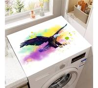 FANSU Washer Dryer Top Protector, Absorbent Anti Slip Washer Dryer Top Cover Quick Dry Washing Machine Cover Mat 3D Eagle Print Washing Machine Protector Mat (Watercolor,50x50cm)