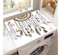 FANSU Washer Dryer Top Protector, Absorbent Anti Slip Washer Dryer Top Cover Quick Dry Washing Machine Cover Mat 3D Dreamcatcher Print Washing Machine Protector Mat (Ethnic Style,60x60cm)