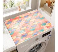 FANSU Washer Dryer Top Protector, Absorbent Anti Slip Washer Dryer Top Cover Quick Dry Washing Machine Cover Mat 3D Scale Pattern Washable Washing Machine Protector Mat (Multicolor,40x50cm)