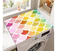 FANSU Washer Dryer Top Protector, Absorbent Anti Slip Washer Dryer Top Cover Quick Dry Washing Machine Cover Mat 3D Scale Pattern Washable Washing Machine Protector Mat (Rainbow,60x60cm)