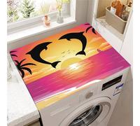 FANSU Washer Dryer Top Protector, Absorbent Anti Slip Washer Dryer Top Cover Quick Dry Washing Machine Cover Mat Washable 3D Dolphin Print Washing Machine Protector Mat (Sunset,50x60cm)