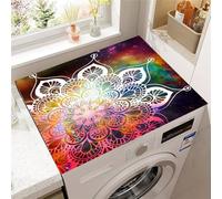 FANSU Washer Dryer Top Protector, Absorbent Anti Slip Washer Dryer Top Cover Quick Dry Washing Machine Cover Mat Washable Mandala Style for Laundry Room Kitchen (Universe,50x60cm)