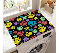 FANSU Washer Dryer Top Protector, Absorbent Anti Slip Washer Dryer Top Cover Quick Dry Washing Machine Cover Mat Dog Paw Print Washable Washing Machine Protector Mat (Multicolor,50x50cm)