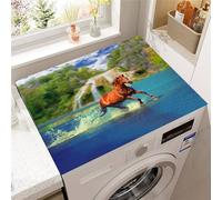 FANSU Washer Dryer Top Protector, Absorbent Anti Slip Washer Dryer Top Cover Quick Dry Washing Machine Cover Mat Washable 3D Horse Print Washing Machine Protector Mat (Lake Water,30x40cm)