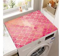 FANSU Washer Dryer Top Protector, Absorbent Anti Slip Washer Dryer Top Cover Quick Dry Washing Machine Cover Mat 3D Scale Pattern Washable Washing Machine Protector Mat (Rose Red,30x40cm)