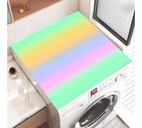 FANSU Washer Dryer Top Protector, Gradient Color Absorbent Anti Slip Washer Dryer Top Cover Quick Dry Washing Machine Cover Mat Washing Machine Protector Mat (Green + Yellow + Blue,60x60cm)