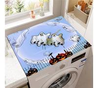 FANSU Washer Dryer Top Protector, Happy Halloween Absorbent Anti Slip Washer Dryer Top Cover Quick Dry Washing Machine Cover Mat Washable Washing Machine Protector Mat (Halloween Party,50x50cm)