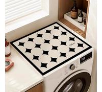 FANSU Washer Dryer Top Protector, Polka Dot Style Absorbent Anti Slip Washer Dryer Top Cover Quick Dry Washing Machine Cover Mat Washable Washing Machine Protector Mat (Black,50x50cm)