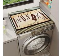 FANSU Washer Dryer Top Protector, Wooden Board Style Absorbent Anti Slip Washer Dryer Top Cover Quick Dry Washing Machine Cover Mat Washable Washing Machine Protector Mat (Vintage Style,60x60cm)