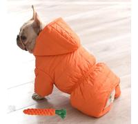 FANSU Waterproof Dog Coats Hooded, Winter Warm Long-Sleeved Button-Down Doggy Jacket, Puppy, Small Medium Dogs, French Bulldog, Pug Pets Clothes (Orange,4XL)