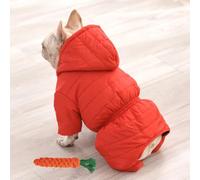 FANSU Waterproof Dog Coats Hooded, Winter Warm Long-Sleeved Button-Down Doggy Jacket, Puppy, Small Medium Dogs, French Bulldog, Pug Pets Clothes (Red,XXL)