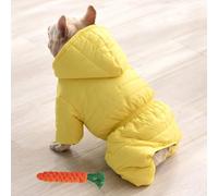 FANSU Waterproof Dog Coats Hooded, Winter Warm Long-Sleeved Button-Down Doggy Jacket, Puppy, Small Medium Dogs, French Bulldog, Pug Pets Clothes (Yellow,3XL)