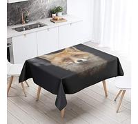 FANSU Waterproof Table Cloths, Rectangle 3D Fox Print Washable Tablecloth Stain-Resistant Oil-Proof Outdoor Table Cover for Casual Kitchen Party Garden Dinning (Black Classic,140x140cm)