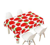 FANSU Waterproof Table Cloths, Rectangle Washable Fruit Tablecloth Stain-Resistant 3D Oil-Proof Outdoor Table Cover for Casual Kitchen Dinning Party Decoration (140x260cm,Red Strawberry)