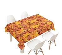 FANSU Waterproof Table Cloths, Rectangle Washable Tablecloth Stain-Resistant 3D Autumn Leaves Oil-Proof Outdoor Table Cover for Casual Kitchen Dinning Party Decoration (90x90cm,Maple Leaf)