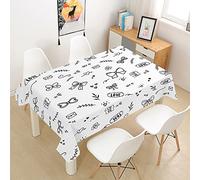FANSU Waterproof Table Cloths, Rectangle Washable Tablecloth Stain-Resistant 3D Bow Tie Print Oil-Proof Outdoor Table Cover for Casual Kitchen Dinning Party Decoration (140x200cm,White)