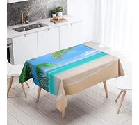 FANSU Waterproof Table Cloths, Rectangle Washable Tablecloth Stain-Resistant 3D Print Oil-Proof Outdoor Table Cover for Casual Kitchen Garden Dinning Party Decoration (Lake Green Island,140x260cm)