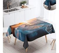 FANSU Waterproof Table Cloths, Rectangle Washable Tablecloth Stain-Resistant 3D Print Oil-Proof Outdoor Table Cover for Casual Kitchen Garden Dinning Party Decoration (Navy Blue Ocean,60x60cm)