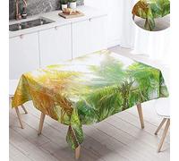 FANSU Waterproof Table Cloths, Rectangle Washable Tablecloth Stain-Resistant 3D Tropical Style Print Oil-Proof Outdoor Table Cover for Casual Kitchen Party Garden Dinning (Yellow Plant,90x90cm)