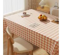 FANSU Waterproof Tablecloth Rectangular, PVC Table Cloth Classic Grid,Dining Table Cover for Kitchen Picnic Outdoor Garden Table,Decorations for Sommer Spring (Pink,60 * 120CM)