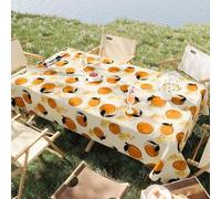 FANSU Waterproof Tablecloth Rectangular, PVC Table Cloth Classic Plaid,Dining Table Cover for Kitchen Picnic Outdoor Garden Table,Decorations for Sommer Spring (Orange fruit,140 * 220CM)