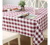 FANSU Wipe Clean Tablecloth Rectangular, Classic Plaid Table Cloth Rectangle,Dining Table Cover for Kitchen Picnic Garden Table,Decorations for Sommer Spring (Wine red,1.4 * 2.0m)