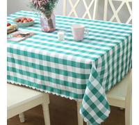 FANSU Wipe Clean Tablecloth Rectangular, Classic Plaid Table Cloth Rectangle,Dining Table Cover for Kitchen Picnic Garden Table,Decorations for Sommer Spring (Green,1.4 * 1.8m)