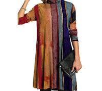 FANSU Women's Dress Floral Loose Tunic Autumn Long Sleeves Dress Casual Maxi A-line Dress Winter Warm Swing Dress