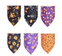FANSWAN 6 Pcs Halloween Dog Bandana Reversible for Triangle Bibs Scarf Attire
