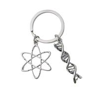 FANSWAN Biology Chemistry Keychain Unique Molecule Keyring Accessory Portable and Stylish Doctor DNA Microscope Keychain Jewelry, B