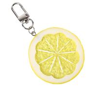 FANSWAN Lemon Keychain Bag Charm Simulation Fruit Key Chain Alloy Fruit Model Pendant Keyring Jewelry Fashionable Accessory, Yellow