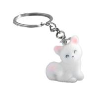 FANSWAN Lovely 3D Cat Keychain Charm Soft Plush Cat Bag Hanging Pendant 3D Keychain Sturdy Metal Key Rings for Fashion Lover, Sitting Cat