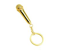 FANSWAN Microphone Pendant Keychain Simulation Mic Shaped Keyring Fashionable Bag Charm Stylish Accessory for Music Lovers, Gold