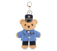 FANSWAN Polices Bear Keychain Charm Unique Polices Bear Key Chain Soft Plush Keyrings Bag Decoration for Everyday Use, Blue